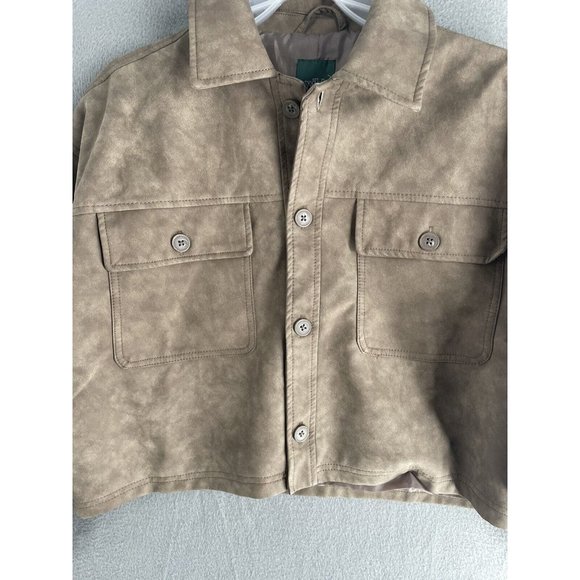 Wild Fable Faux Suede Jacket Womens Small Long Sleeve Designer Coat Button Up - Picture 3 of 12